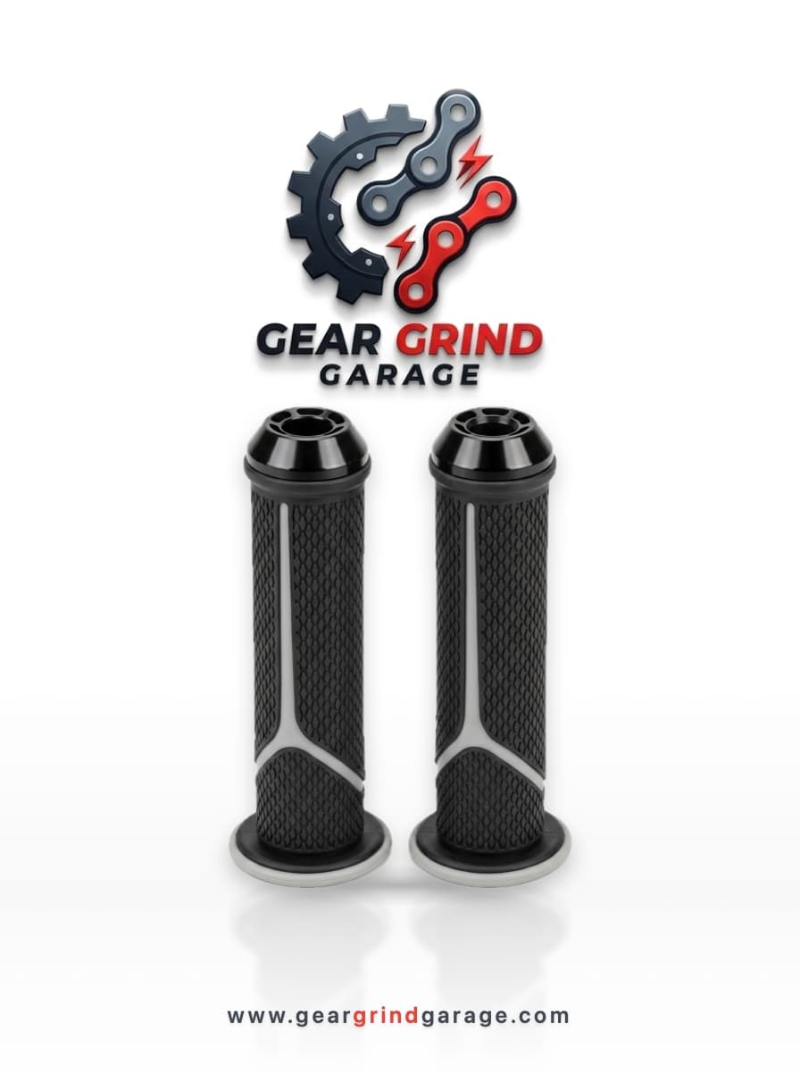 Ribbed Billet Aluminum Handlebar Handgrips (Black-Silver)